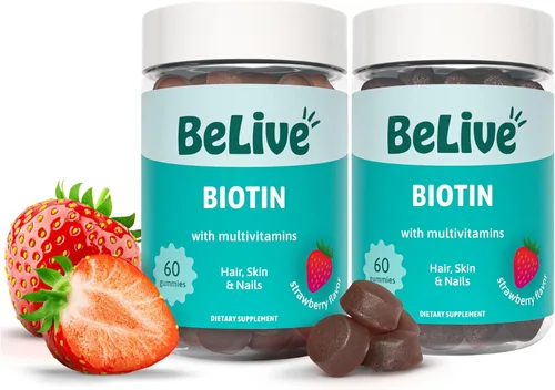 Miniatura 11 de BeLive Gomitas de biotina con multivitaminas, ácido fólico, inositol, apoya el crecimiento del cabello, piel y uñas saludables, veganas, a base