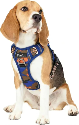 Miniatura 42 de Funfox Arnés para perro sin tirones, arnés de chaleco ajustable para mascotas, material súper suave con mango vertical, fácil control, paseo