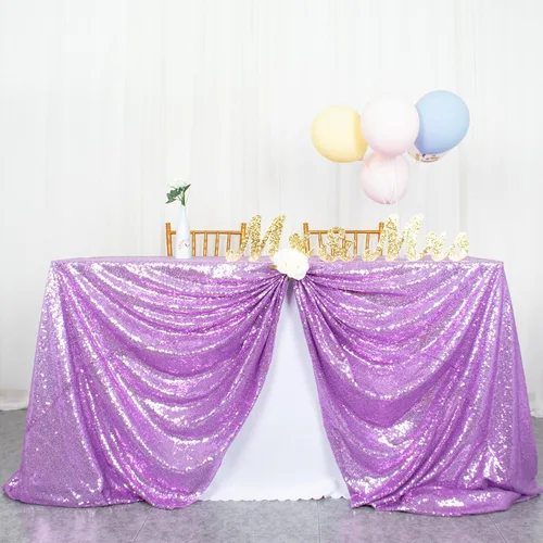 Miniatura 8 de ShinyBeauty Mantel Cuadrado Pequeño de 36 x 36 Pulgadas Mantel de Lentejuelas Azul Bebé Cubierta de Mesa con Purpurina Superposición Cuadrada