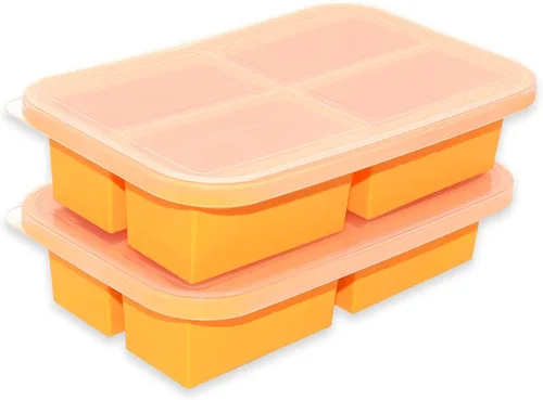Miniatura 10 de Bandeja de silicona para congelador Bangp para cubitos de hielo de sopa, bandeja de congelación de 1 taza con tapa para preparación de comidas