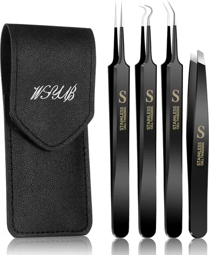WSYUB Pinzas profesionales para puntos negros y pinzas para el cabello encarnado, herramientas de eliminación de puntos negros de acero inoxidable,
