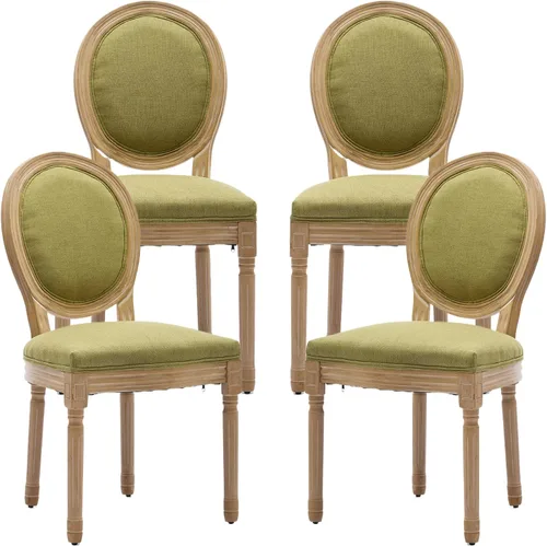 Miniatura 14 de Juego de 2 sillas de comedor de campo francés, sillas de comedor de madera de granja beige, silla de comedor con respaldo tejido con cojín tapizado