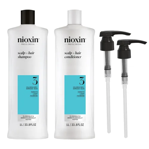 Miniatura 13 de Nioxin Shampoo & Conditioner Liter Duo Sets Prepacks with Pumps Included Systems 1-4 For Natural, Colored, & Damaged Hair with Light to