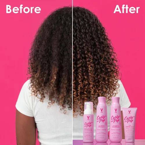 Miniatura 4 de V&Co. Curly Pop - Acondicionador definidor de rizos, sin sulfatos y sin parabenos, cuidado hidratante del cabello con péptidos, aminoácidos y aceite