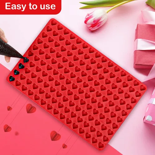 Miniatura 7 de Webake Mini molde de corazón, 150 cavidades, molde de silicona para gomitas, dulces, chocolate, bandeja para hornear para golosinas caseras, Día