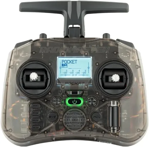 Control remoto portátil de bolsillo RadioMaster Hall Gimbal EdgeTX con luz LED incorporada Modo 2 (Carbón, ELRS)