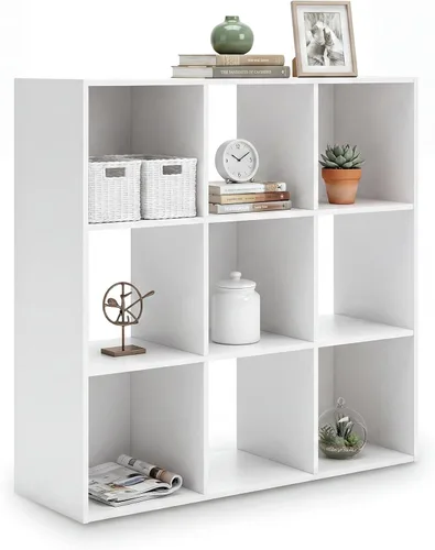 Miniatura 32 de Diseño exclusivo de Ashley Paxberry. Organizador de almacenamiento o librero moderno de 6 cubos, color blanqueado Encalar