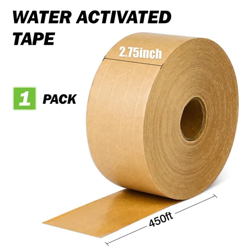 Miniatura 2 de Cinta de papel Kraft activada por agua 2.75 pulgadas x 450 pies Cinta de embalaje marrón reforzada Cinta de cartón fuerte para caja de embalaje