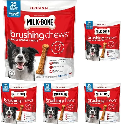 Miniatura 18 de Milk-Bone Original Masticables para Cepillar, 35 Golosinas Dentales Diarias para Perros de Tamaño Pequeño/Mediano, Acción de Frotamiento Ayuda a