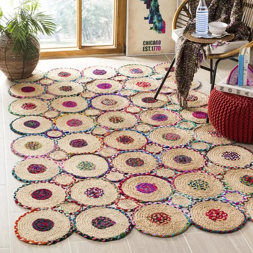 Miniatura 6 de SAFAVIEH Cape Cod Collection - Alfombra de pasillo, 2 pies 3 pulgadas x 8 pies, color rojo y natural, hecho a mano, bohemio trenzado de yute