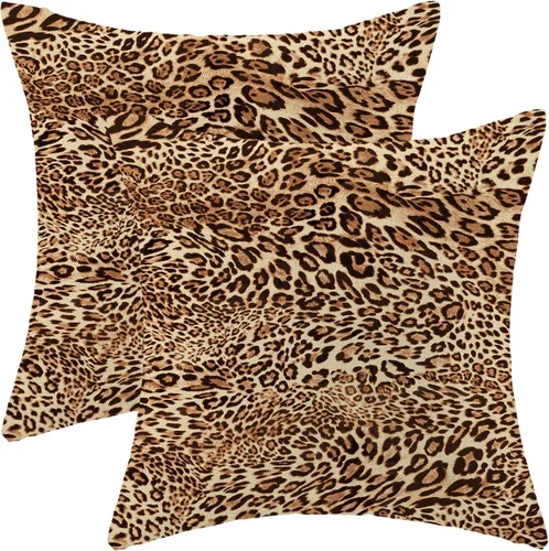 Miniatura 70 de Fundas de Almohada con Estampado de Antílope 16x16 Pulgadas Paquete de 2, Fundas de Almohada Decorativas con Estampado de Piel de Animal Marrón
