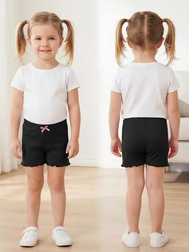 Miniatura 3 de Ruisita Paquete de 6 pantalones cortos con volantes para niños pequeños y niñas, pantalones cortos de bicicleta con ruedas de ruedas, pantalones