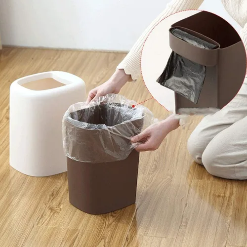 Miniatura 5 de Botes de basura simples sin tapa, cesta de papel con barril interior extraíble, cesta impermeable