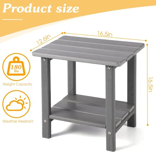 Miniatura 3 de Apolimi Adirondack - Mesa auxiliar para exteriores, mesa auxiliar de patio resistente de 2 niveles, resistente a la intemperie, mesa auxiliar sólida