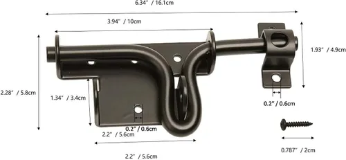 Miniatura 3 de Pestillo de puerta de perno deslizante negro resistente con orificio para candado, herrajes sólidos, pernos deslizantes de metal grueso, cerraduras