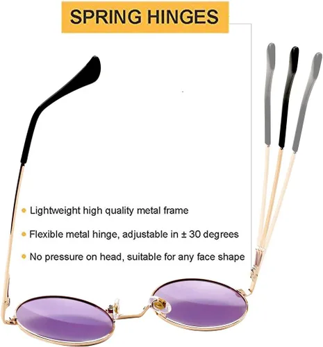Miniatura 6 de PORADAY Circle Lennon - Gafas de sol redondas polarizadas estilo hippie pequeño círculo