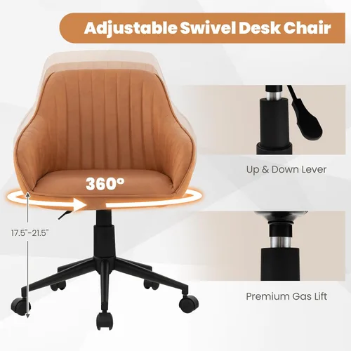 Miniatura 4 de POWERSTONE Silla moderna de escritorio para oficina en casa, silla de computadora de mediados de siglo, silla giratoria ajustable para dormitorio