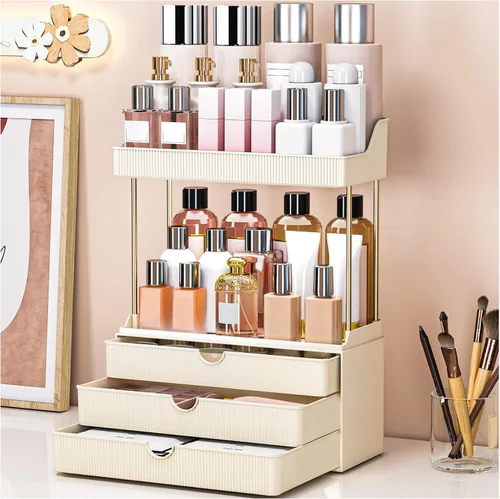 Miniatura 9 de caktraie Organizadores y Almacenamiento de Baño - Organizador de Maquillaje de 3 Cajones y 2 Niveles, Cajón de Almacenamiento de Cosméticos