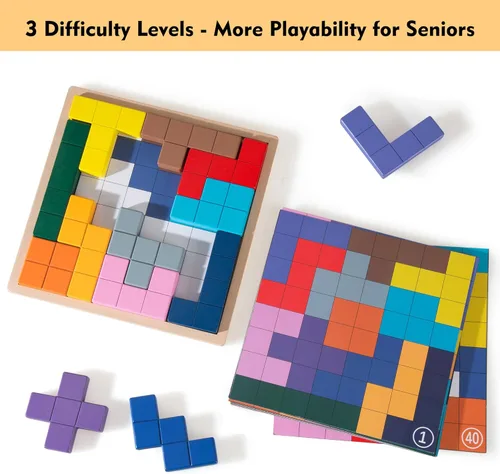 Miniatura 3 de Productos de demencia para ancianos, juego de azulejos de madera a juego con 40 plantillas, actividades de demencia para personas mayores