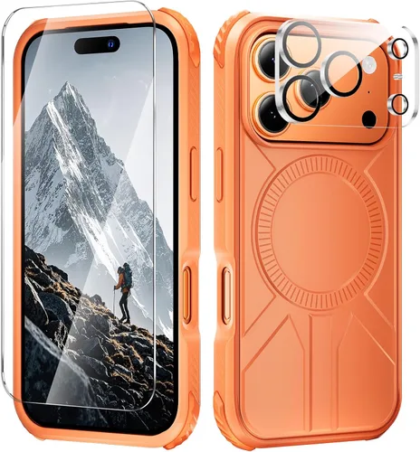 Miniatura 64 de Tigowos - Funda magnética para iPhone 15, resistente a las caídas, sensación de piel mate, a prueba de golpes, delgada, negro mate