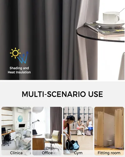 Miniatura 6 de BEMIGO Cortinas de puerta 100% opacas, molino de viento rústico, insonorizadas, aislamiento térmico, cortinas y cortinas para puerta temporal