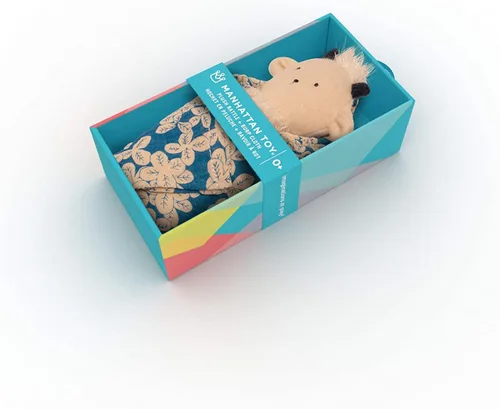 Miniatura 3 de Manhattan Toy Muñequera de peluche bordada de cabra para bebé + paño de algodón suave para babero, 16 x 16 pulgadas