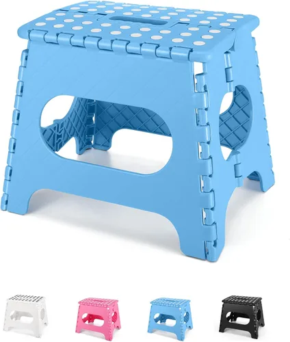Miniatura 29 de Dyforce Taburete plegable de 16 pulgadas, capacidad de 400 libras, taburete plegable de plástico resistente para adultos, taburete con asa, fácil