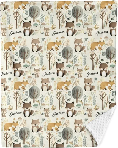 Miniatura 13 de Mantas de bebé personalizadas para niños, manta de felpa suave de doble capa con respaldo de puntos, manta personalizada de oso minky, manta de bebé