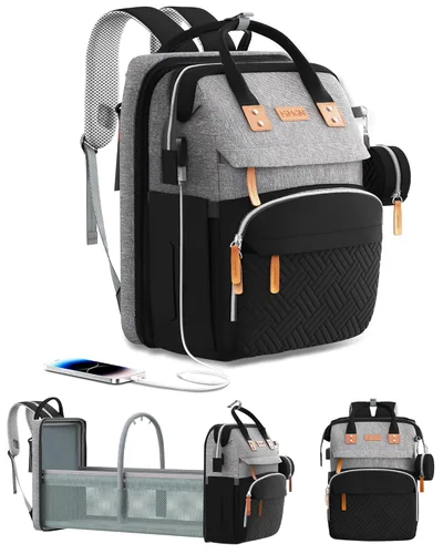Miniatura 11 de ISMGN Mochila para pañales con cambiador, bolsa de pañales grande, bolsa de bebé, bolsa de pañales negra, negra