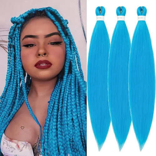 Miniatura 43 de Cabello trenzado preestirado negro natural, cabello largo trenzado de 32 pulgadas, 8 paquetes de extensiones de cabello trenzado profesional