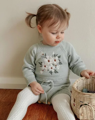 Miniatura 6 de ZAXARRA Suéter de bebé niña mameluco suéter de punto bordado flor sudadera mameluco ropa de otoño infantil