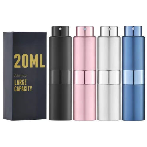 Miniatura 6 de Atomizador de perfume de 0.7 fl oz, botella de spray de colonia de viaje, mini dispensador de rociador vacío (negro, 4PCS)