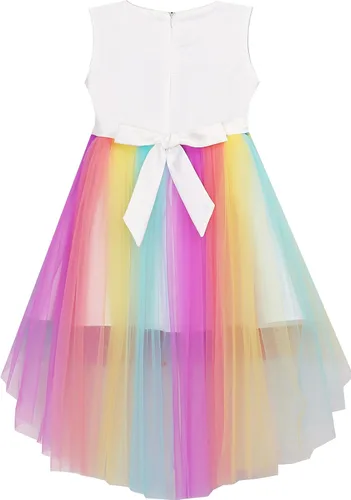 Miniatura 2 de Sunny Fashion Vestido de flores para niñas unicornio arco iris concurso de princesa fiesta