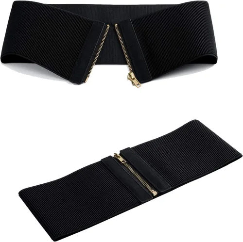 Miniatura 3 de CHIC DIARY Cinturón elástico ancho para mujer para vestido de mujer, cinturón elástico vintage con cremallera