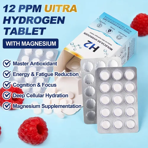 Miniatura 2 de Comprimidos de Hidrógeno Molecular (12 PPM) - 90 Unidades Suplemento H2 de Alta Potencia con Magnesio - Generador de Agua de Hidrógeno de Disolución