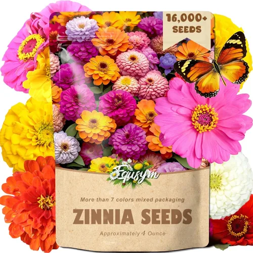 Más de 16000 semillas de flores de Zinnia para mezcla de colores 2026-7+, alta tasa de germinación, perfectas para jardines, mezcla de semillas de