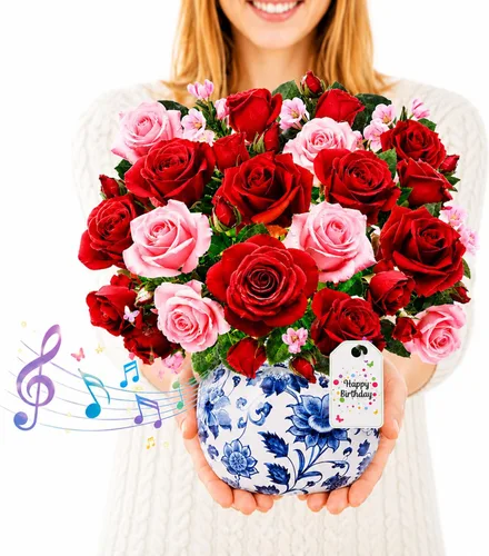 Miniatura 14 de Tarjetas de cumpleaños CUISH, tarjeta de feliz cumpleaños con luz y música, Cosmos Margarita No me Olvides, tarjeta de regalo de ramo de flores 3D
