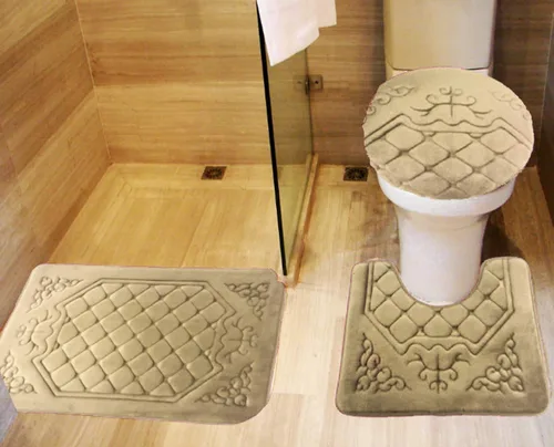 Miniatura 12 de All American Collection - Juego de 3 tapetes de baño de espuma viscoelástica con diseño de corona de felpa suave antideslizante para ducha, baño