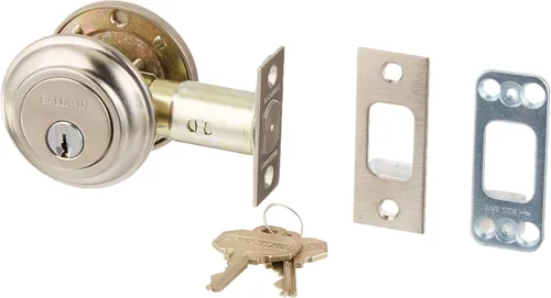 Miniatura 9 de Baldwin Estate 8231.003 - Cerrojo de seguridad tradicional de un solo cilindro de perfil bajo en latón pulido de por vida