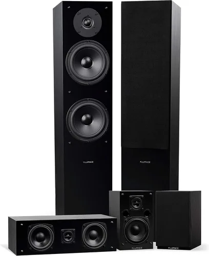 Fluance Elite Sistema de altavoces de sonido envolvente de alta definición para cine en casa de 5.0 canales, incluye torres de pie, canal central y
