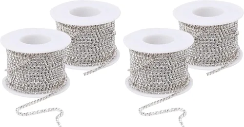 Miniatura 9 de Tosnail 21.8 yardas 0.098 in Rhinestone cadena diamante cadena Rhinestone cinta para manualidades - plata cristalina