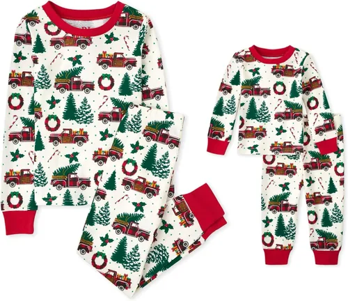 Miniatura 40 de The Children's Place Pijama de Navidad unisex para bebé, algodón Esqueleto