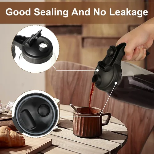 Miniatura 3 de Jarra de café frío de 64 onzas, jarra de vidrio resistente con tapa de mango de boquilla en forma de V, filtro de acero inoxidable para café helado
