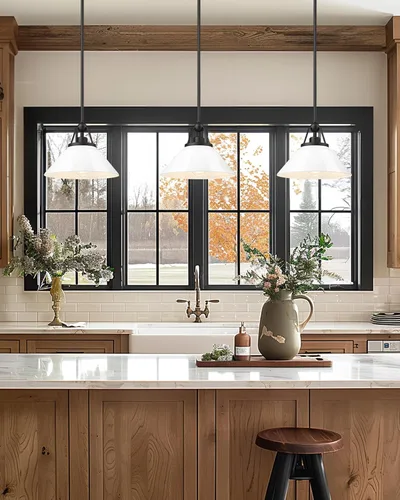 Miniatura 8 de HWH - Lámpara colgante blanca, moderna lámpara de isla de cocina de 12 pulgadas, iluminación colgante de 1 luz para comedor, escuela, metal negro