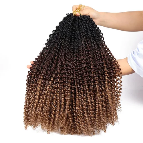 Miniatura 8 de Dorsanee Cabello Passion Twist Ombré de 18 pulgadas, 6 paquetes, Cabello de Ganchillo Water Wave, Cabello Largo Bohemio Rizado para Trenzar