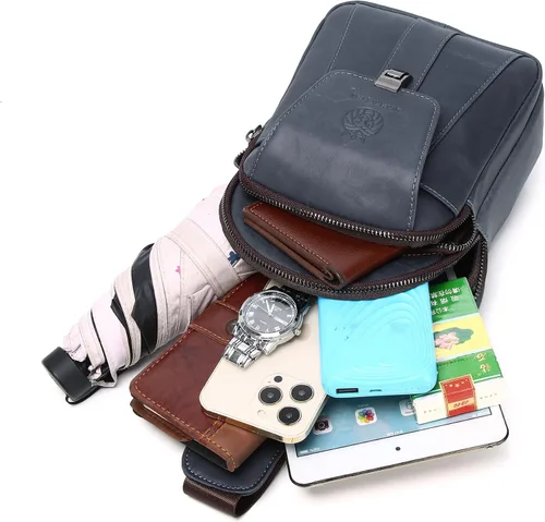 Miniatura 37 de LUKZIJAES Bolso bandolera de cuero genuino para hombre