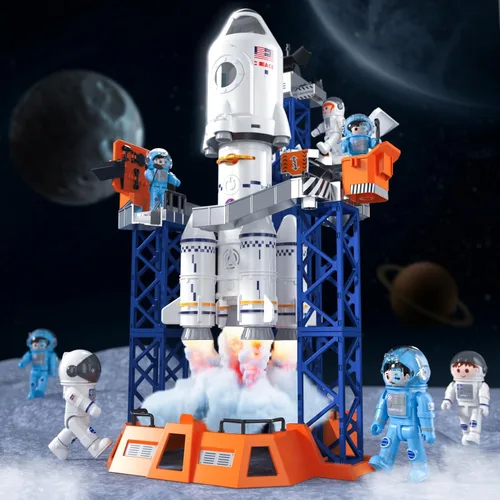 Miniatura 9 de Transbordador espacial, cohete de juguete para niños de 3, 4, 5, 6, 7, 8 y 9 años, juguetes educativos 5 en 1 de ciencia STEM aeroespacial con 2