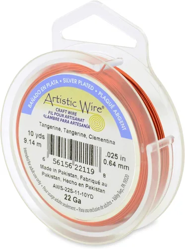 Miniatura 25 de Artistic Wire, alambre para manualidades de calibre 22 bañado en plata, resistente a las manchas, color cobre, blanco, 9,1 m