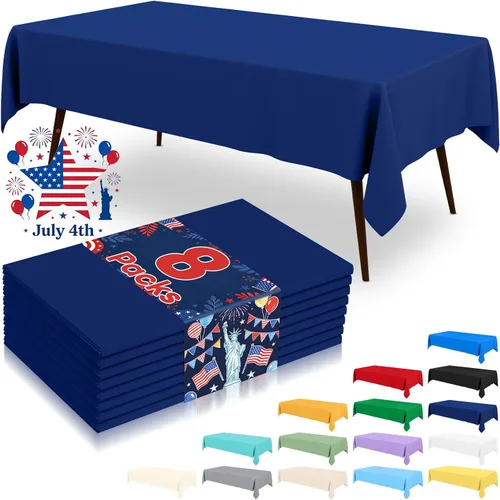Miniatura 12 de misaya 6 paquetes de manteles de plástico desechables, 54 x 72 pulgadas mantel rectangular impermeable, cubiertas de mesa decorativas a prueba