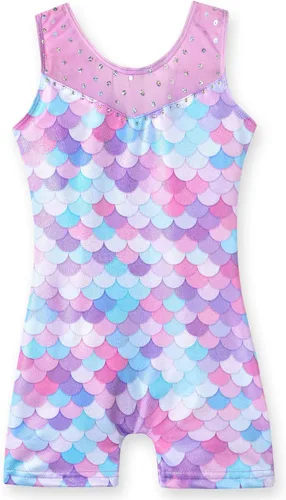 Leotardos de gimnasia para niñas, mallas de baile para niñas pequeñas, ropa de baile deportiva y brillante, con diseño de sirena y unicornio, color